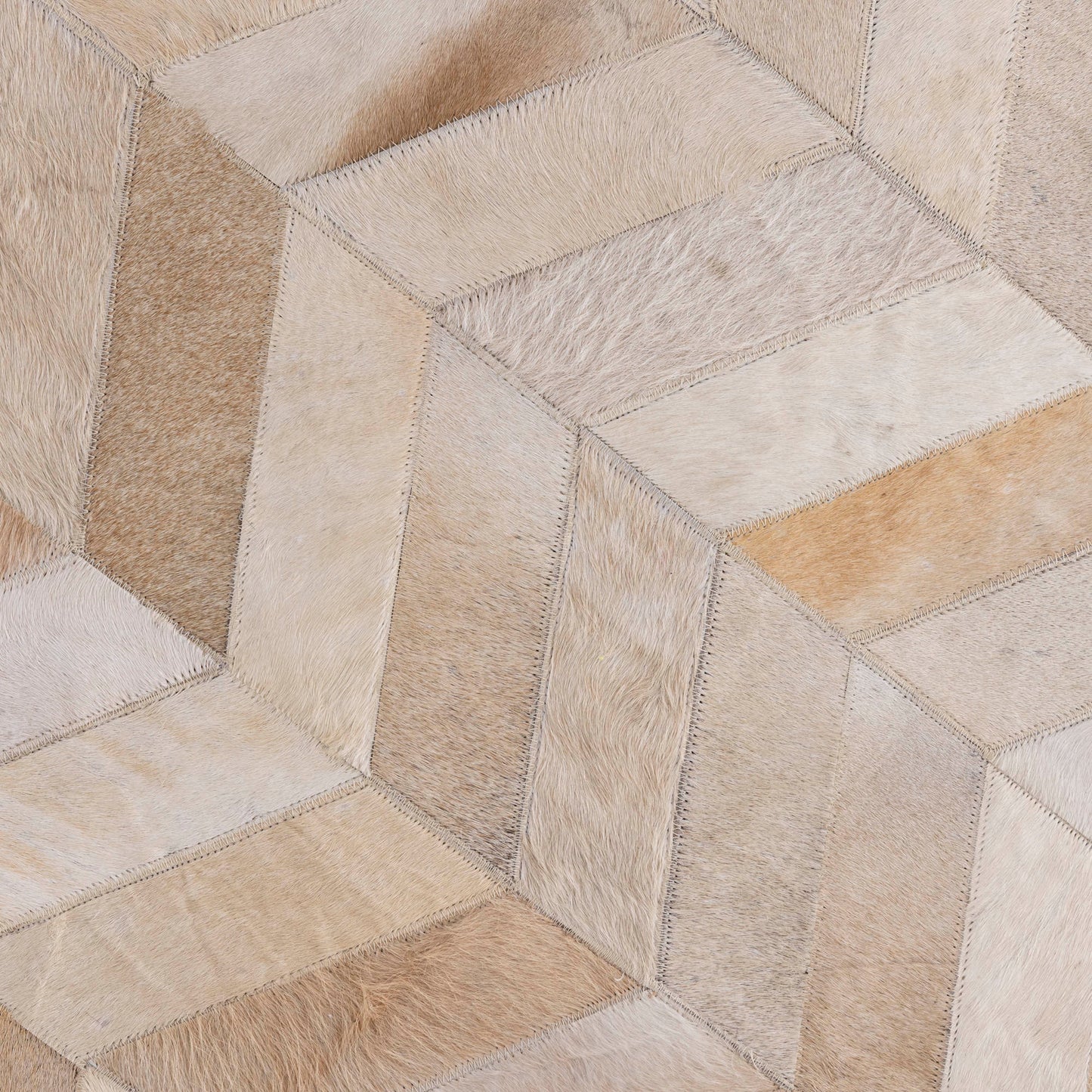 Joanne Beige Cowhair Patchwork Carpet Round  L