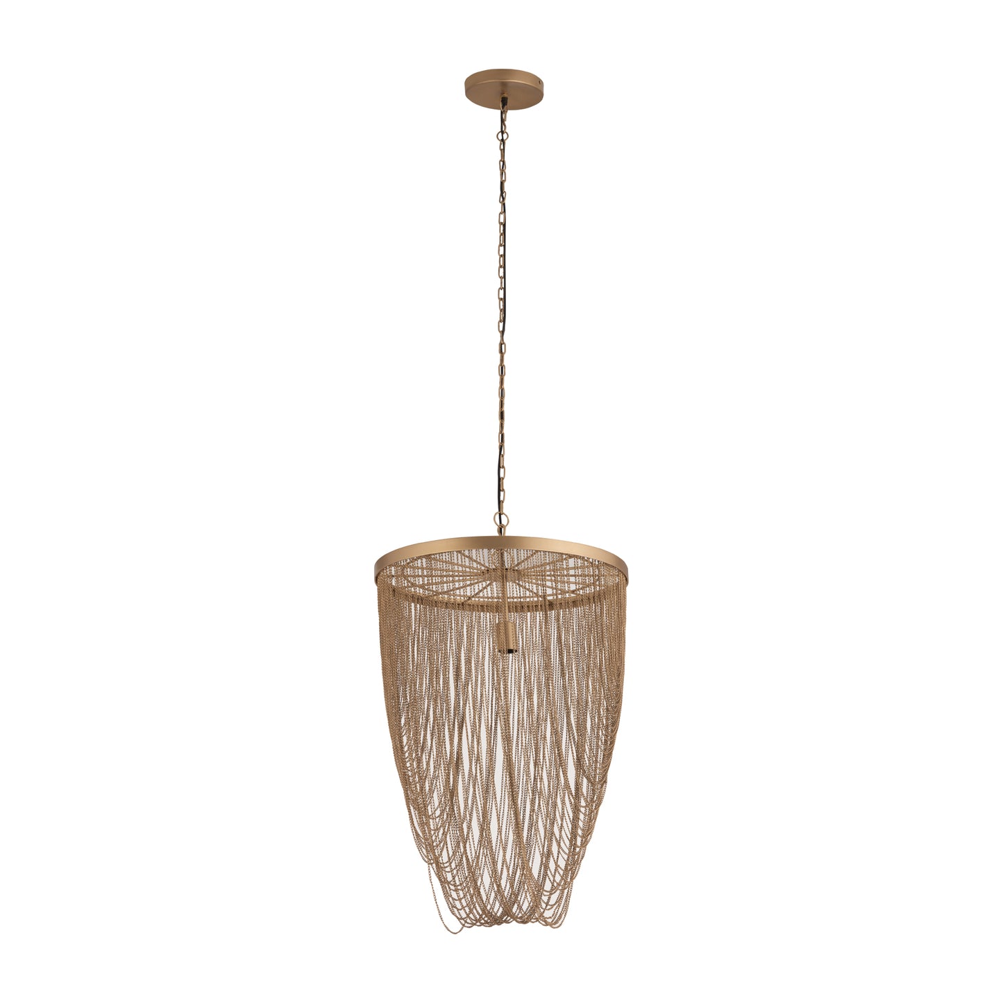 Nishan Gold Iron Chains Round Hanging Lamp S