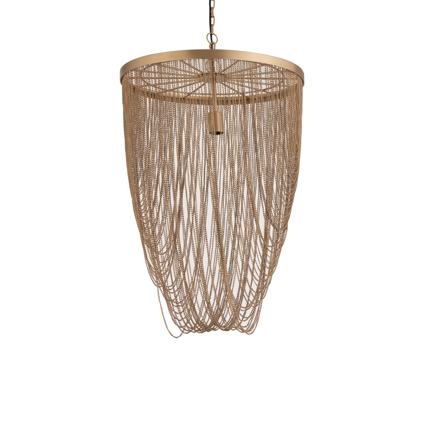 Nishan Gold Iron Chains Round Hanging Lamp S