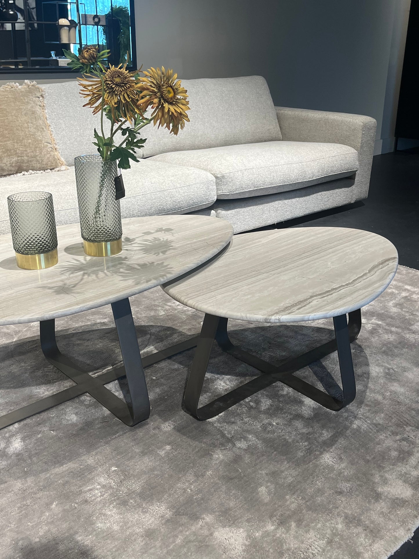 Muka Coffeetable High Dark Grey Base White Marble
