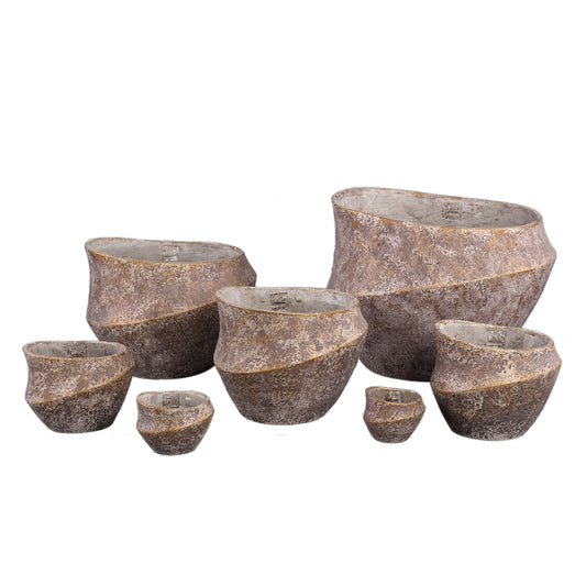 Rishell Bronze Cement Round Pot With Line XL