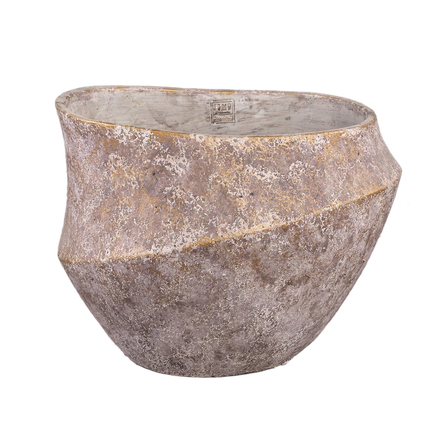 Rishell Bronze Cement Round Pot With Line Big L