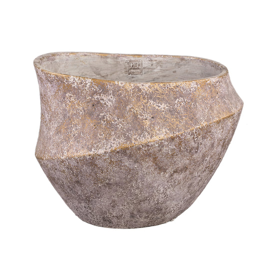 Rishell Bronze Cement Round Pot With Line Big L