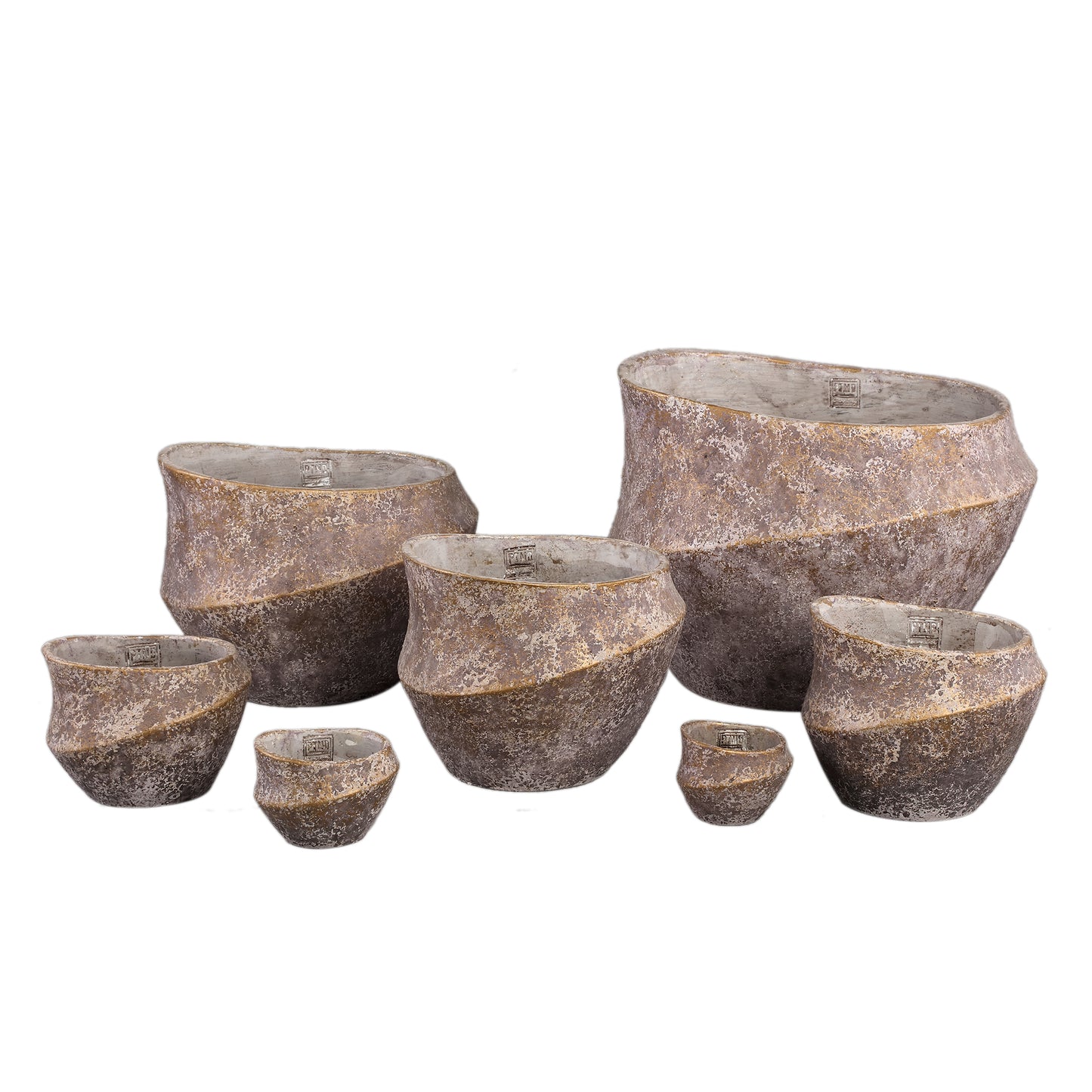 Rishell Bronze Cement Round Pot With Line Big L
