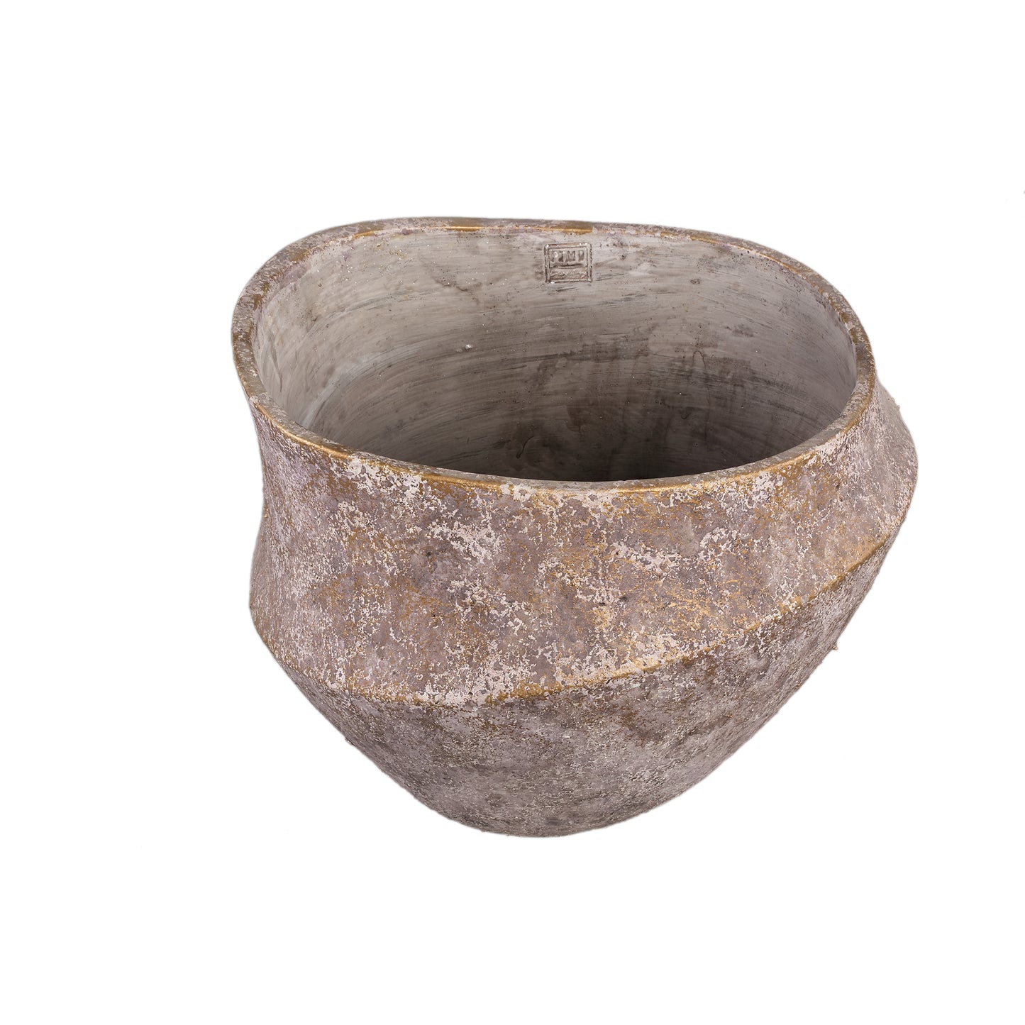 Rishell Bronze Cement Round Pot With Line Big L