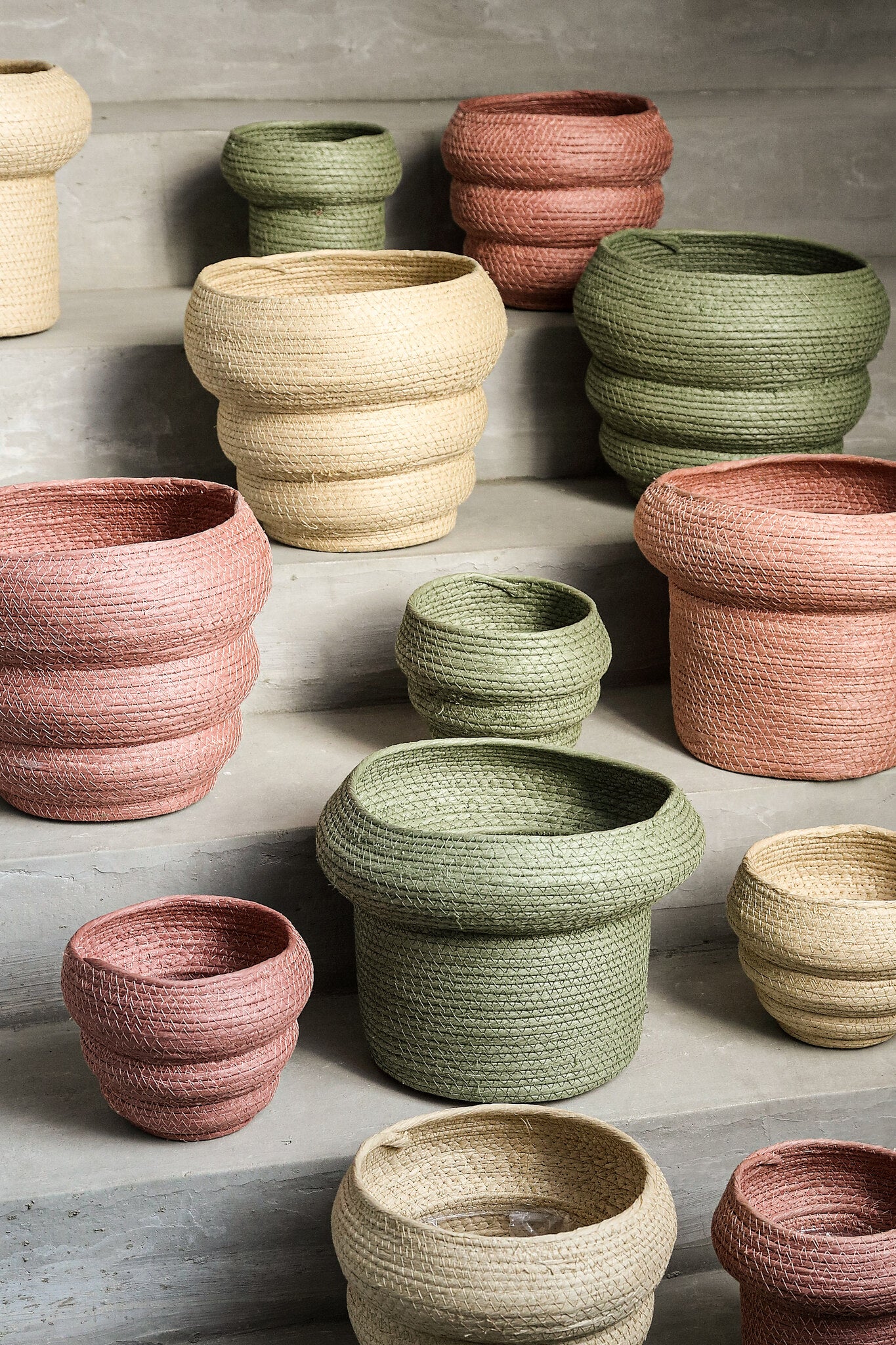 Summera Pink Round Paper Rope Pot Layered SV3