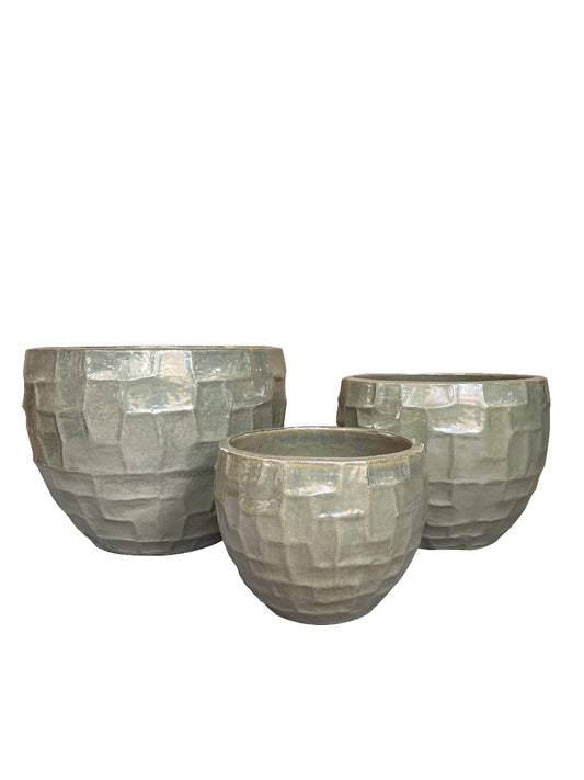 Bobi Pearl Ceramic Pot Round Square Pattern SV3