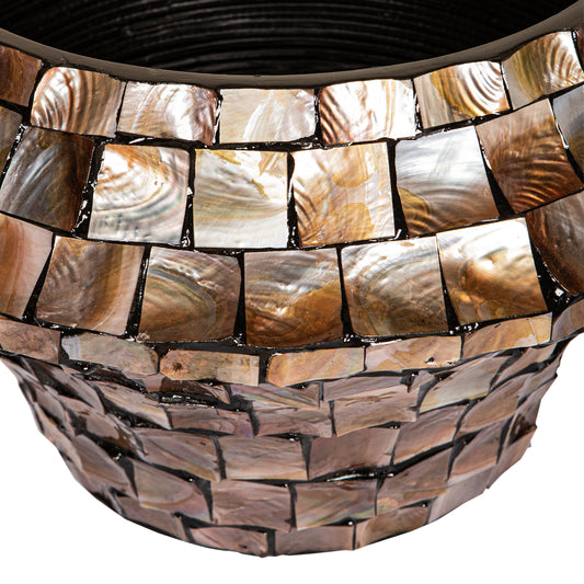 Daven Bronze Poly Shell Bamboo Pot Round Low M