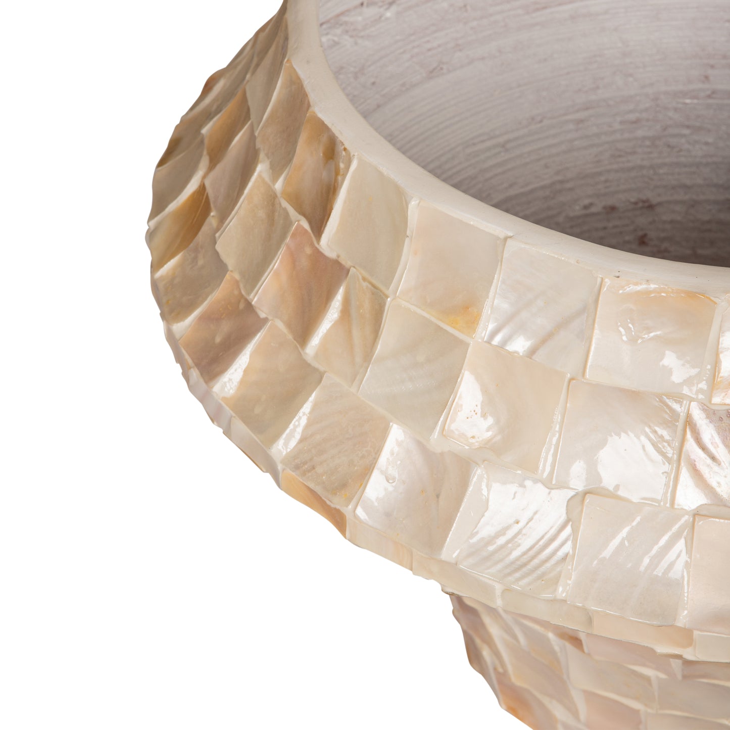 Daven Cream Poly Shell Bamboo Pot Round Low L