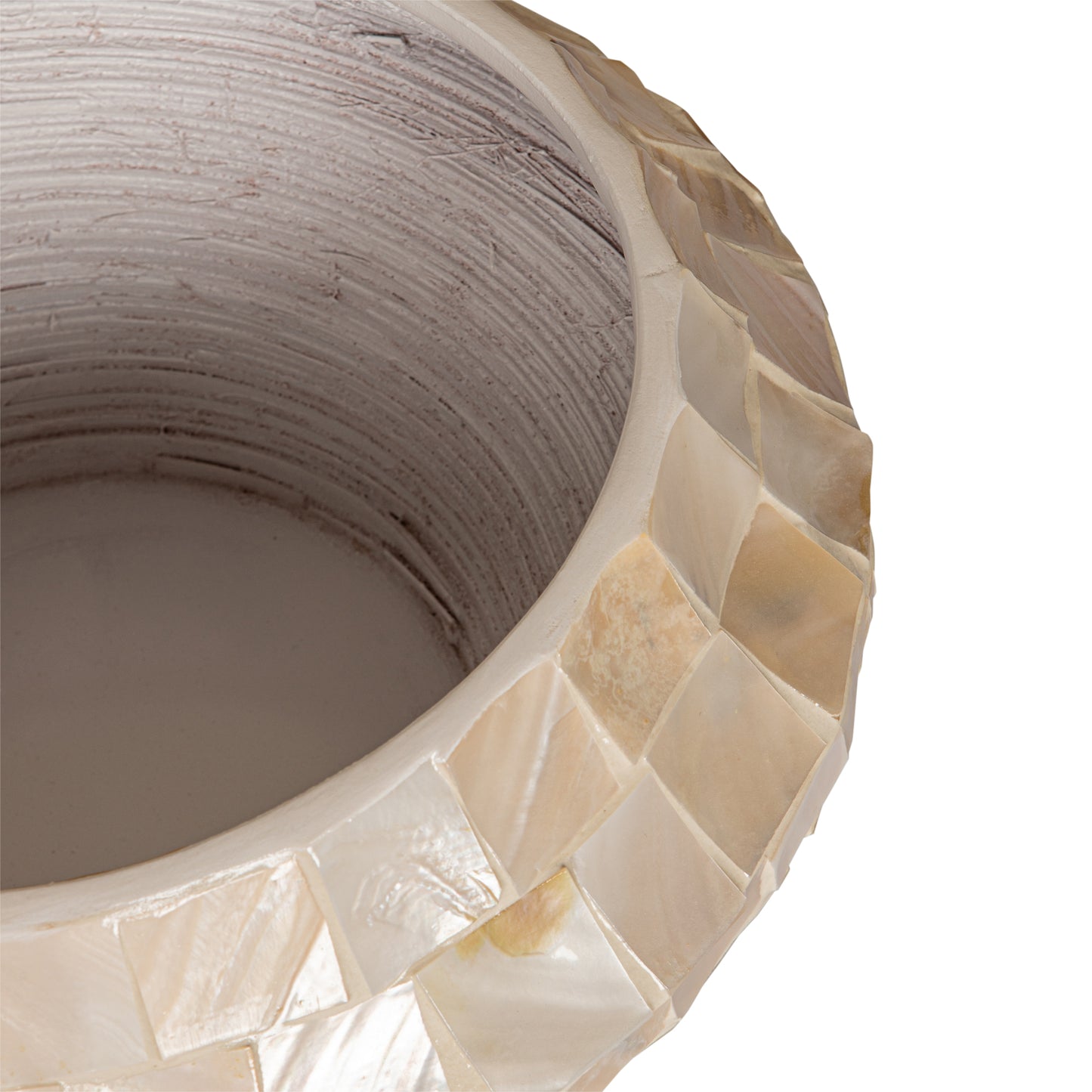 Daven Cream Poly Shell Bamboo Pot Round Low S