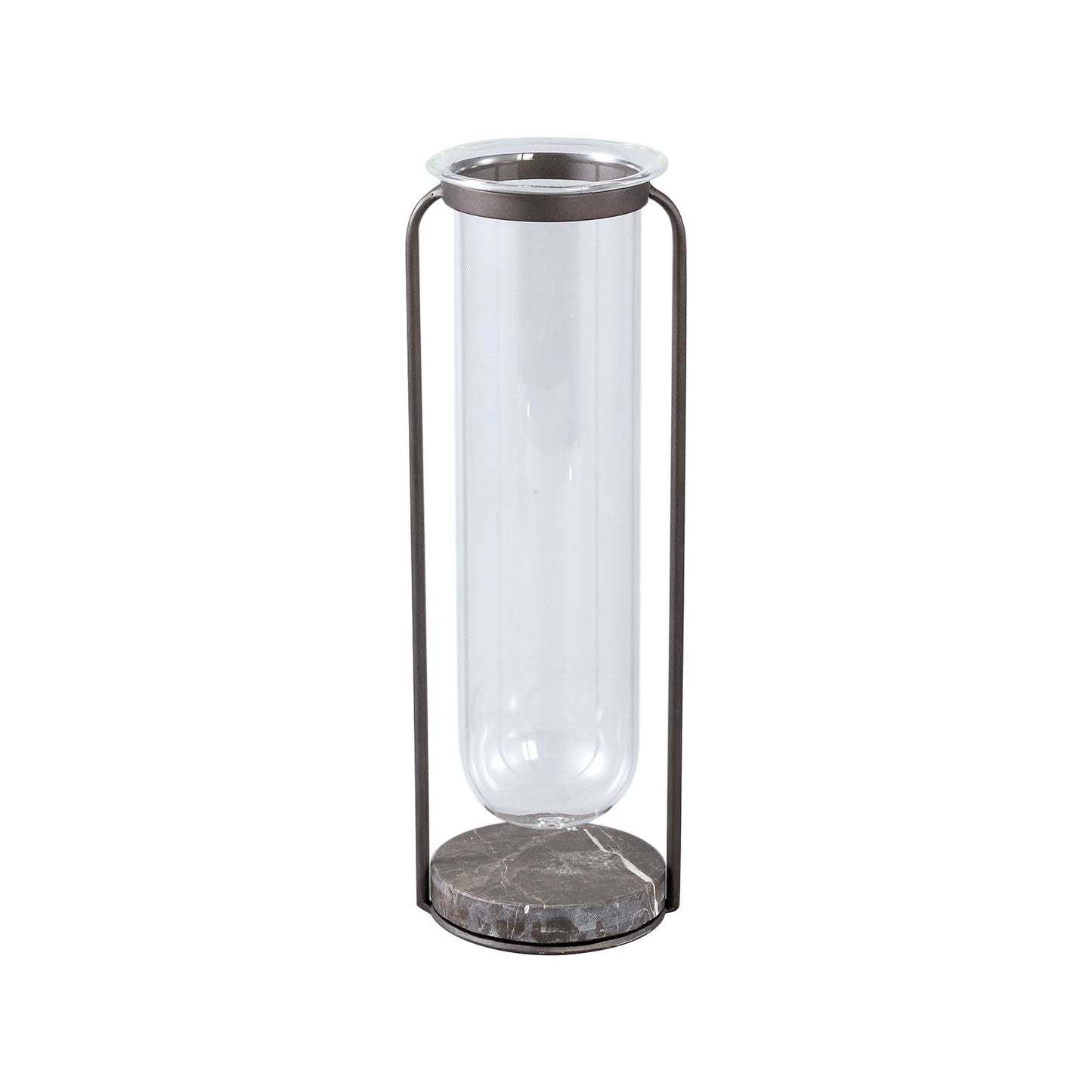 Kirsa Black Round Glass Vase Metal Marble Holder L