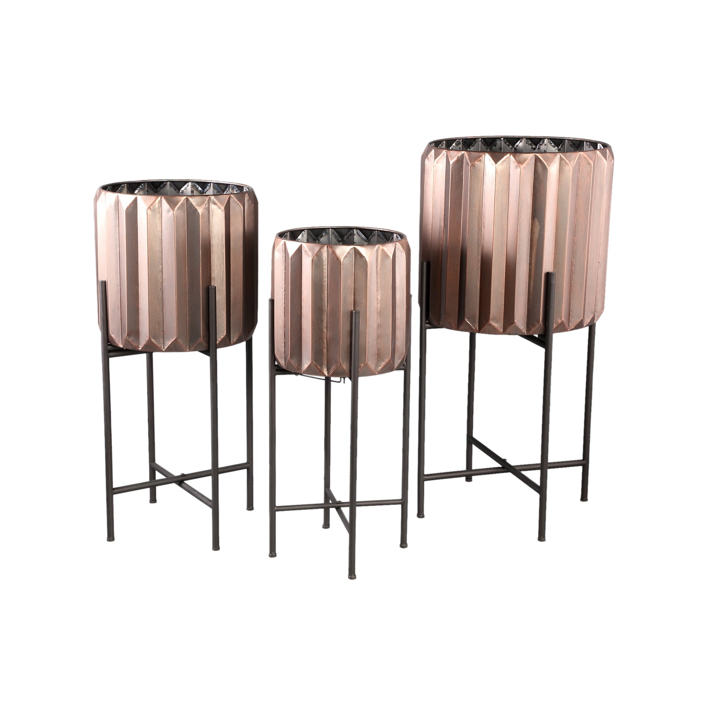 Eleyza Copper Round Iron Pot On Metal Base L