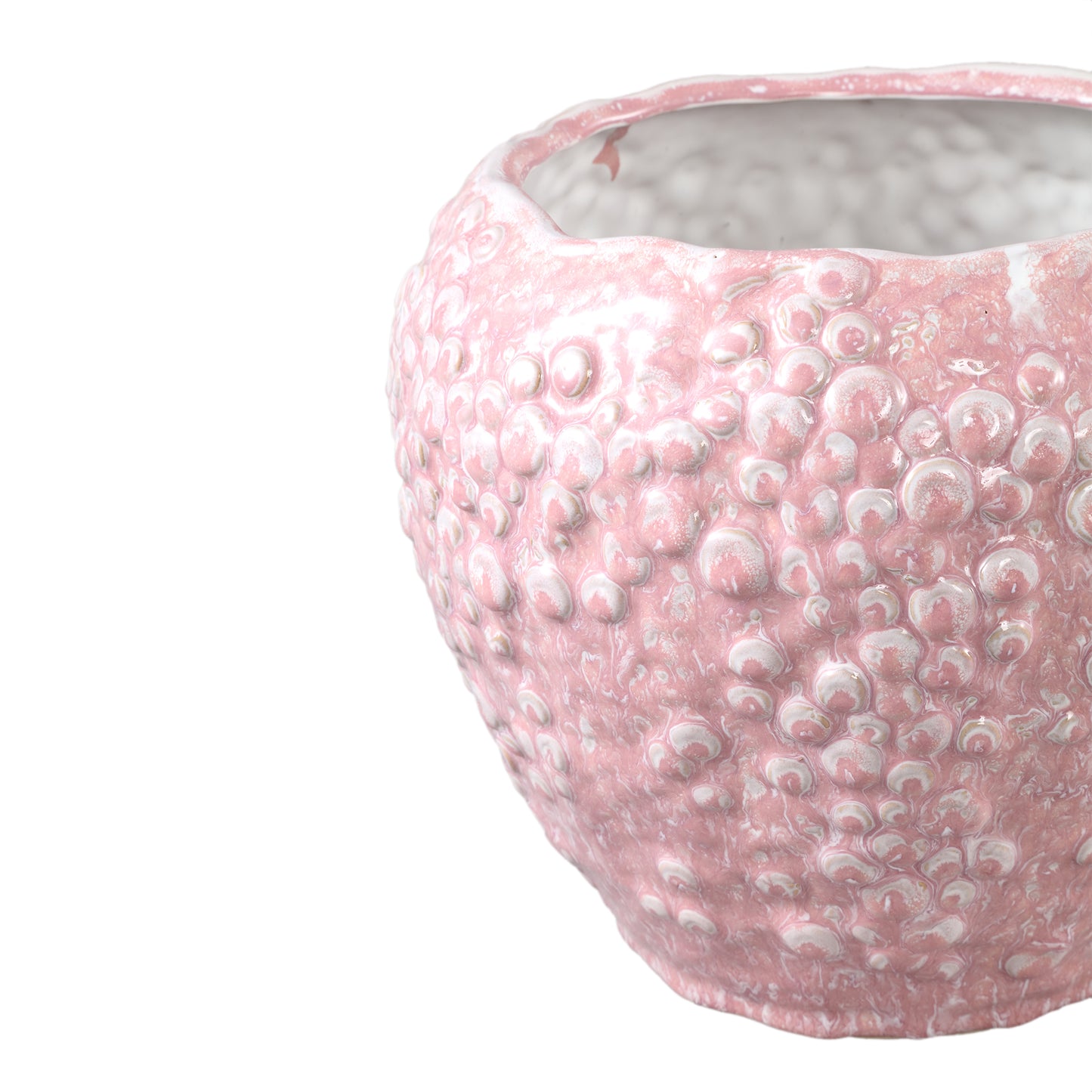 Avis PInk Ceramic Pot Round Shaped Scales Low XL