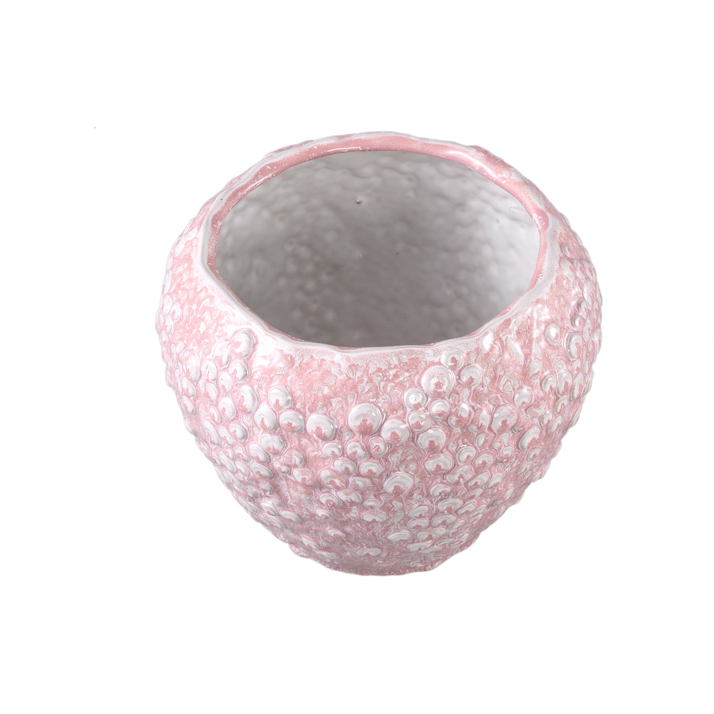 Avis PInk Ceramic Pot Round Shaped Scales Low XL