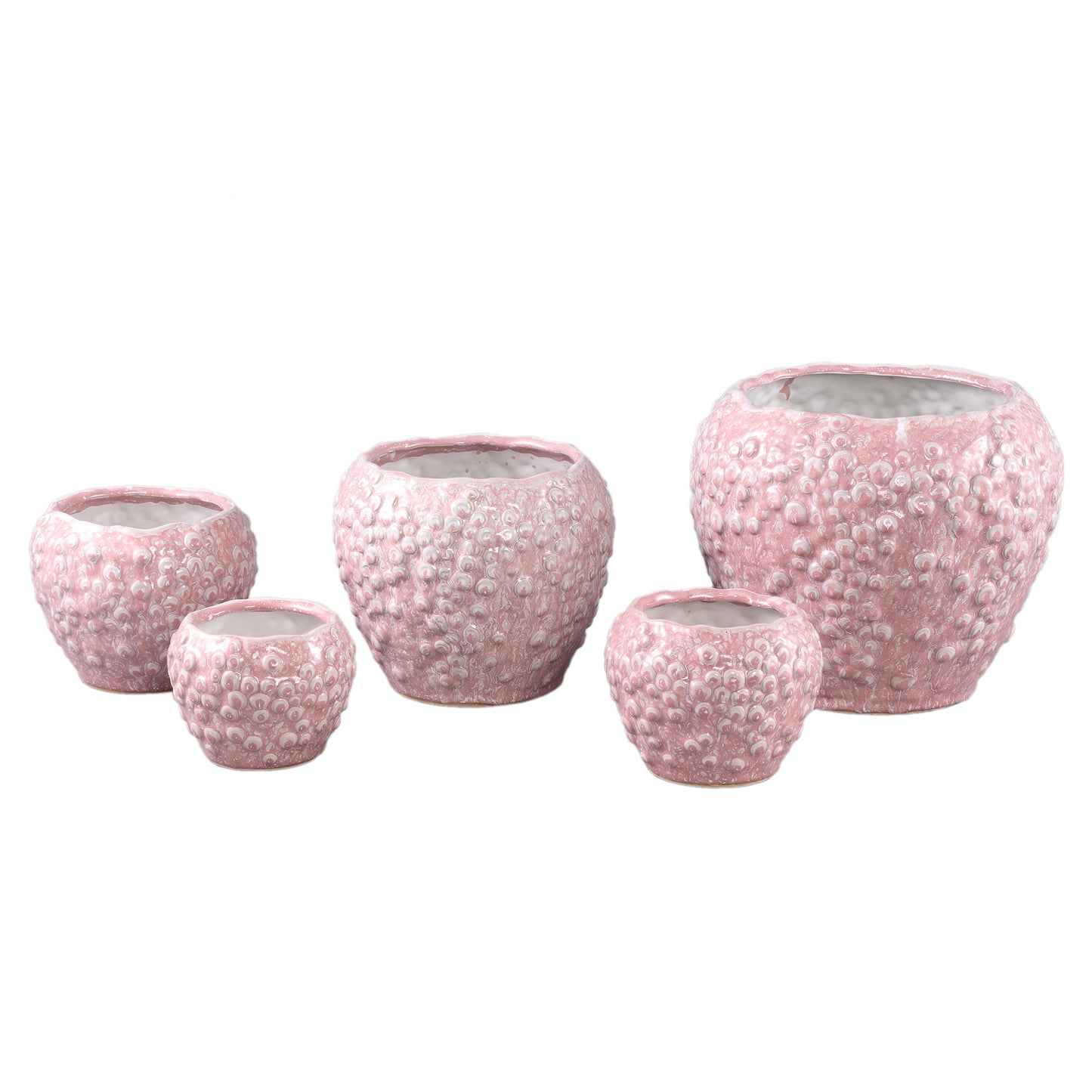 Avis PInk Ceramic Pot Round Shaped Scales Low XL