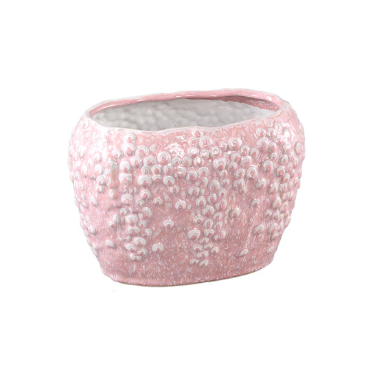 Avis PInk Ceramic Pot Oval Shaped Scales High