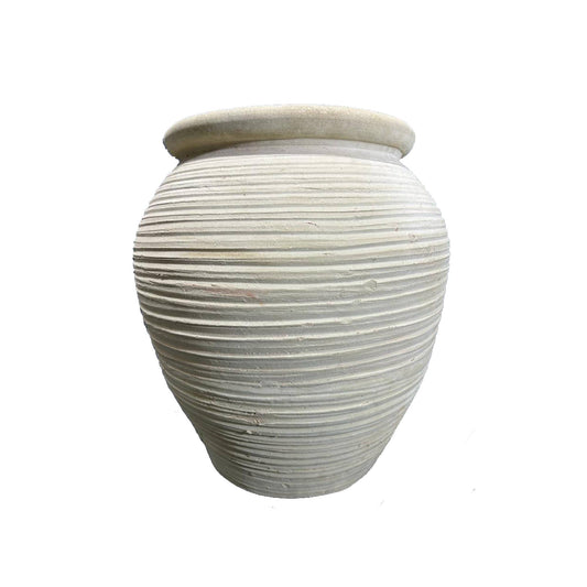 Bain Beige Terracotta Round Pot Lines Big