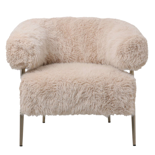Hair Cream Fauteuil Gold Metal Base