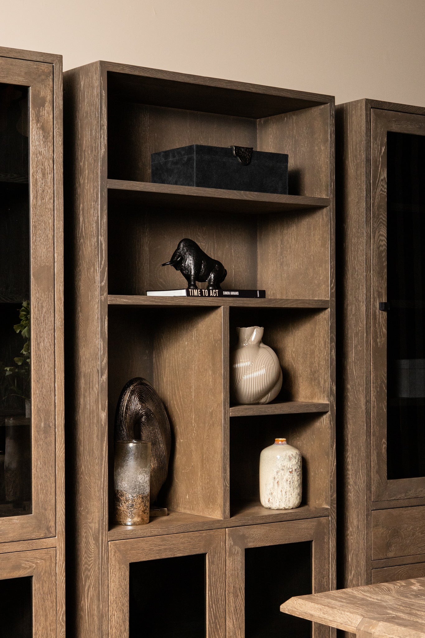 Oak Cabinet Armarium 1 Door 4 Drawers Glay