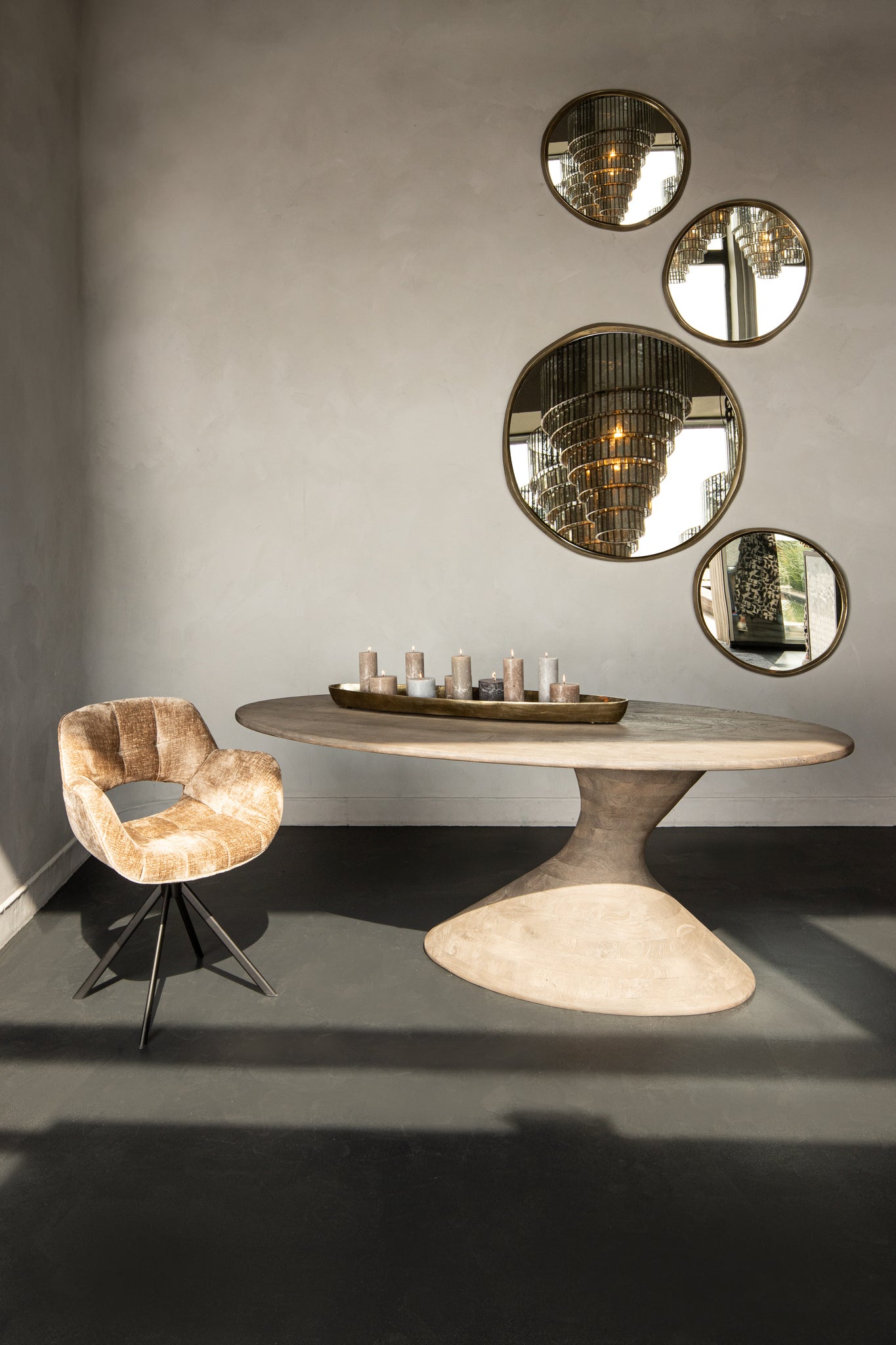 Nemo Grey Mango Wooden Dining Table Oval 220cm