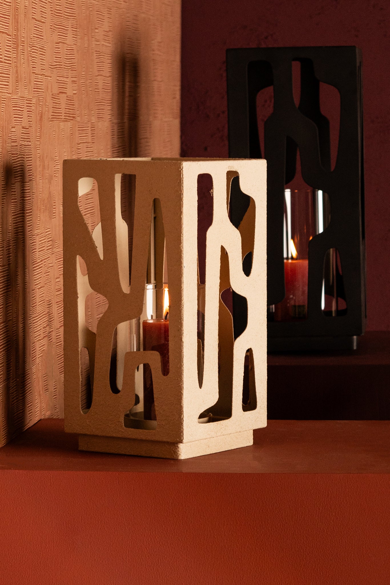 Dewey Cream Iron Square Stormlight With Glass L