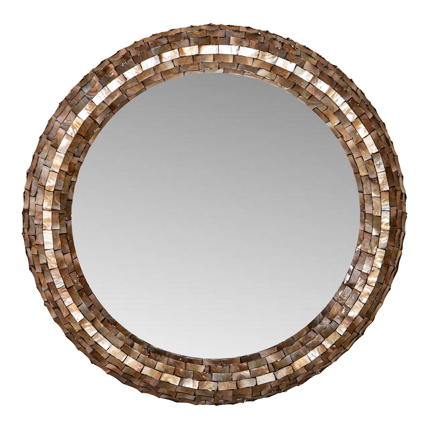 Chelsae Bronze Poly Round Shell Mirror Large