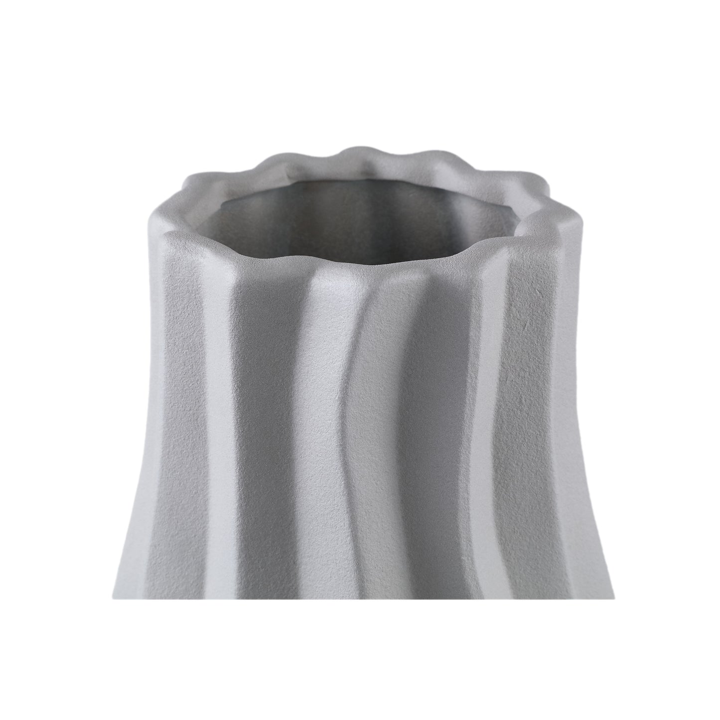 Clair Taupe Ceramic Matt Glazed Swirl Pot On FootL