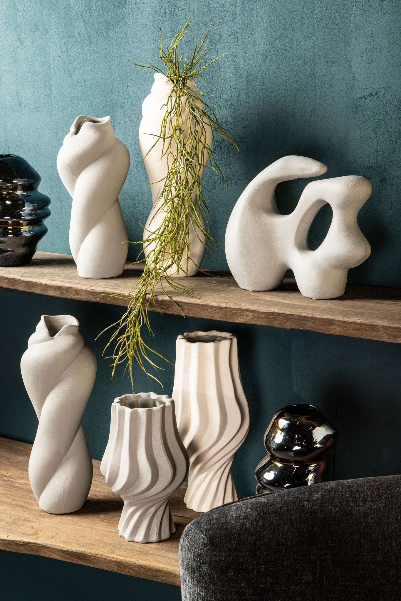 Donnella Taupe Ceramic Matt Glazed Thick SwirlpotS