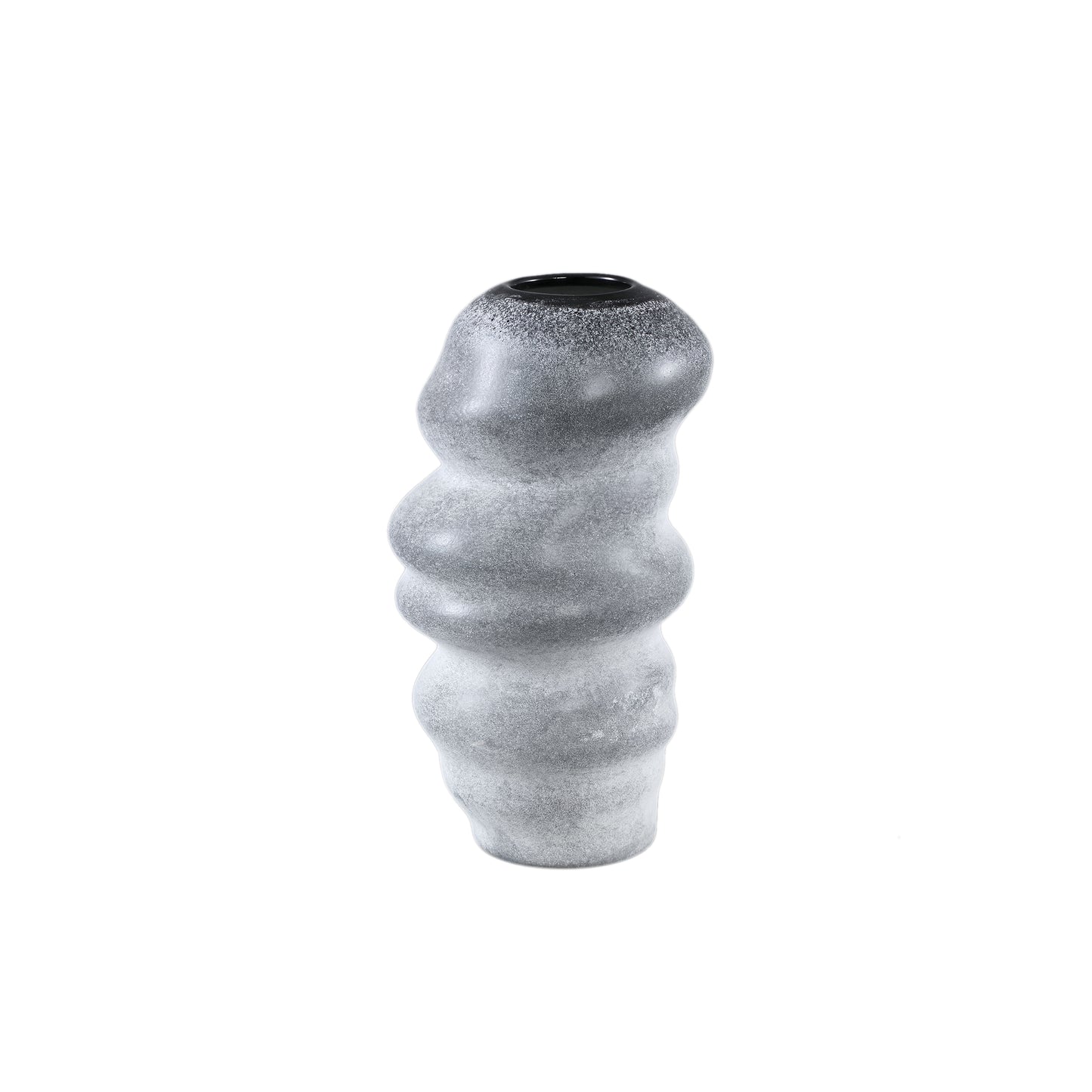 Orietta Grey Matte Glass Vase Wavy Round L