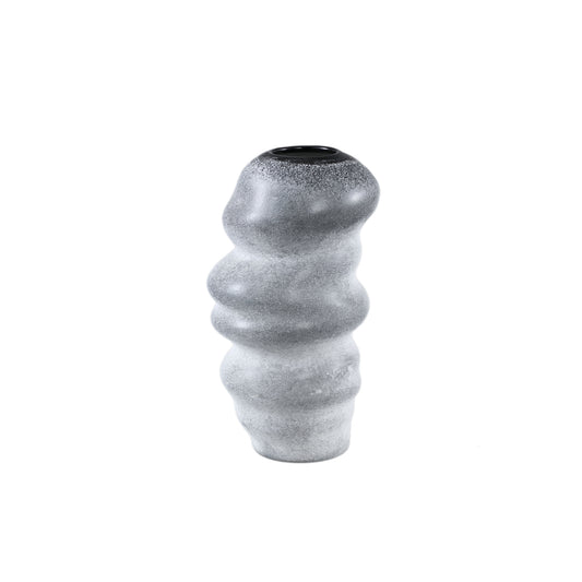 Orietta Grey Matte Glass Vase Wavy Round L