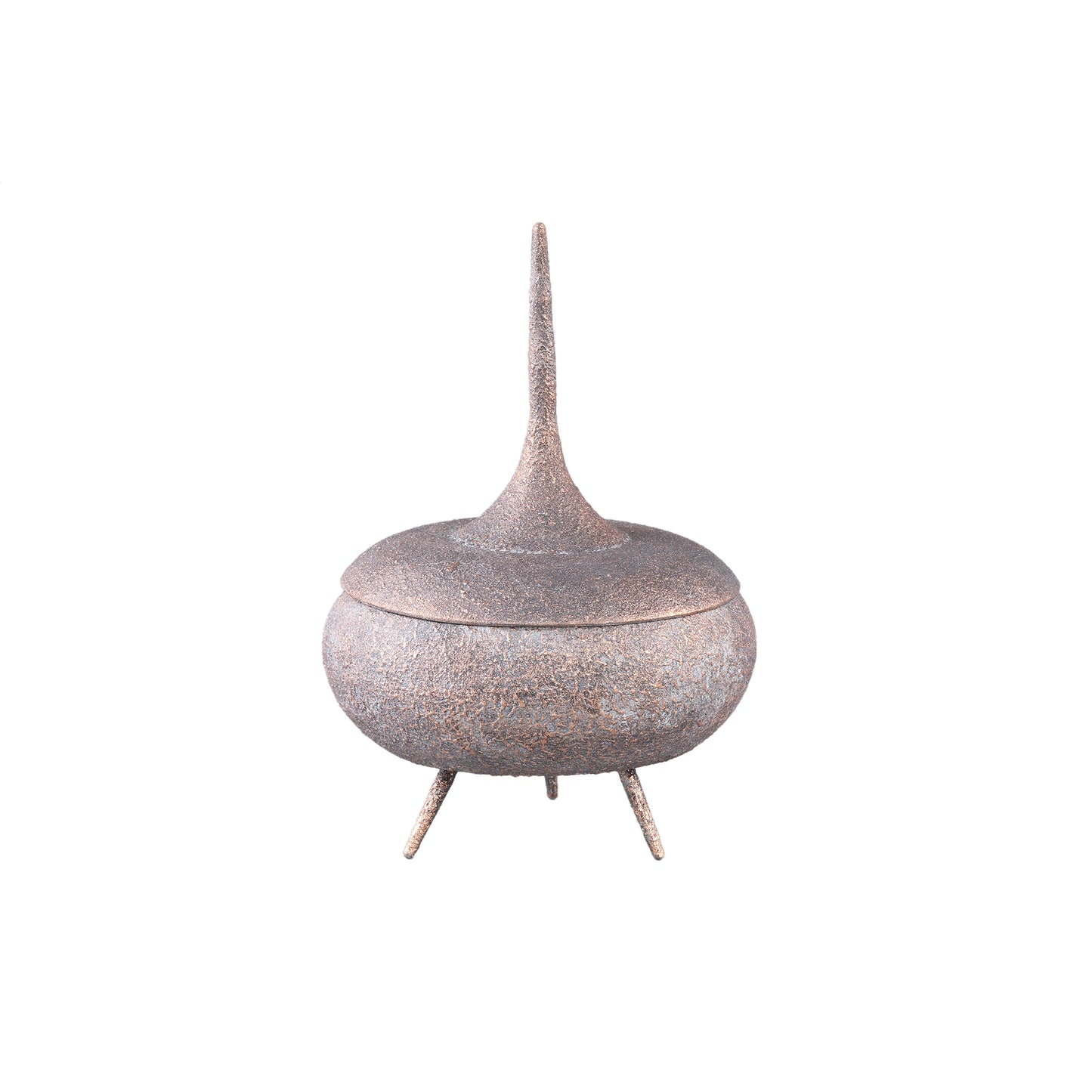 Eben Bronze Iron Deco Storage Pot High Lid Round