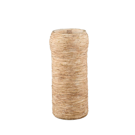 Ricci Brown Cement Pot Ribbed Round High M