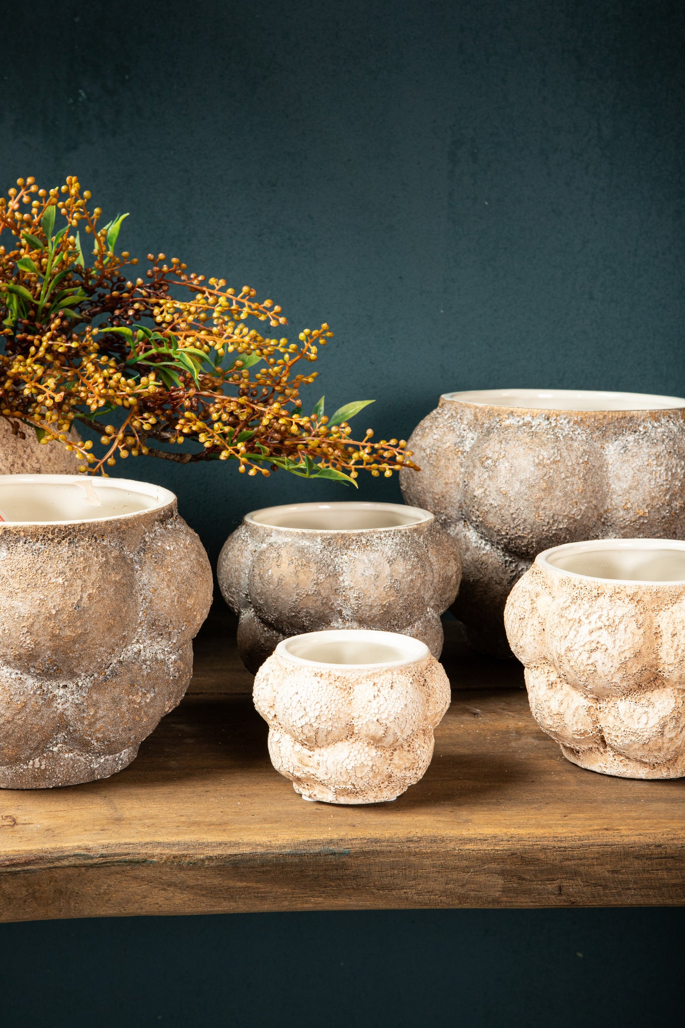 Fareeda Brown Ceramic Pot Circles Shape L