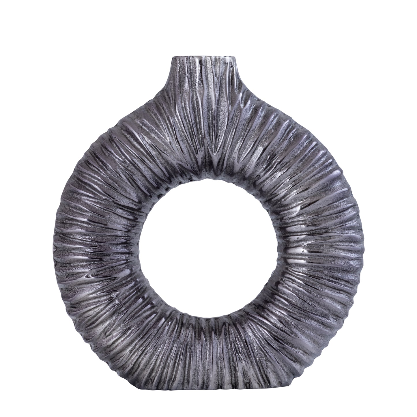 Jiss Silver Casted Alu Open Vase Round L