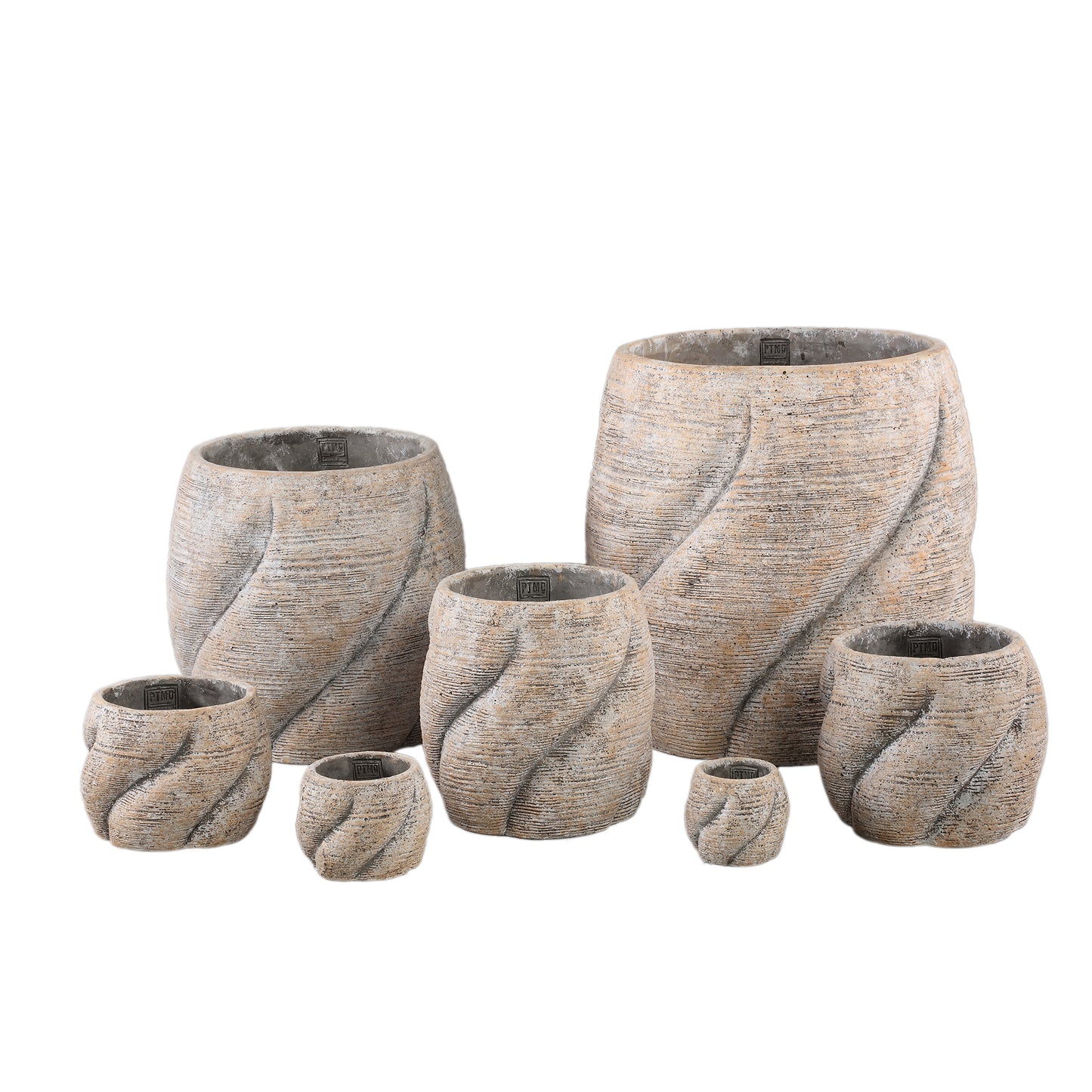 Evanthia Taupe Cement Pot Swirl Round M