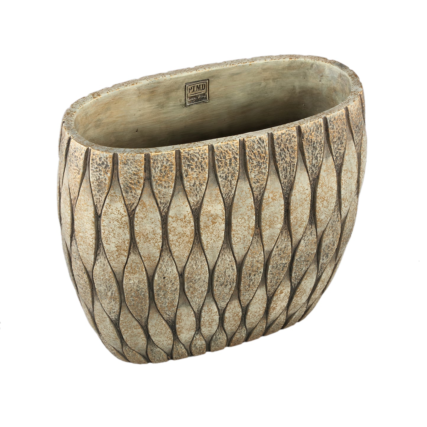 Joedi Taupe Cement Pot Mixed Structure Oval L