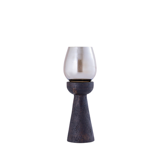 Qez Brown Mango Wood Stormlight Luster Glass S