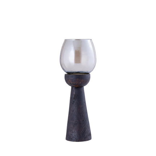 Qez Brown Mango Wood Stormlight Luster Glass M