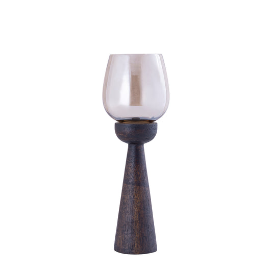 Qez Brown Mango Wood Stormlight Luster Glass L
