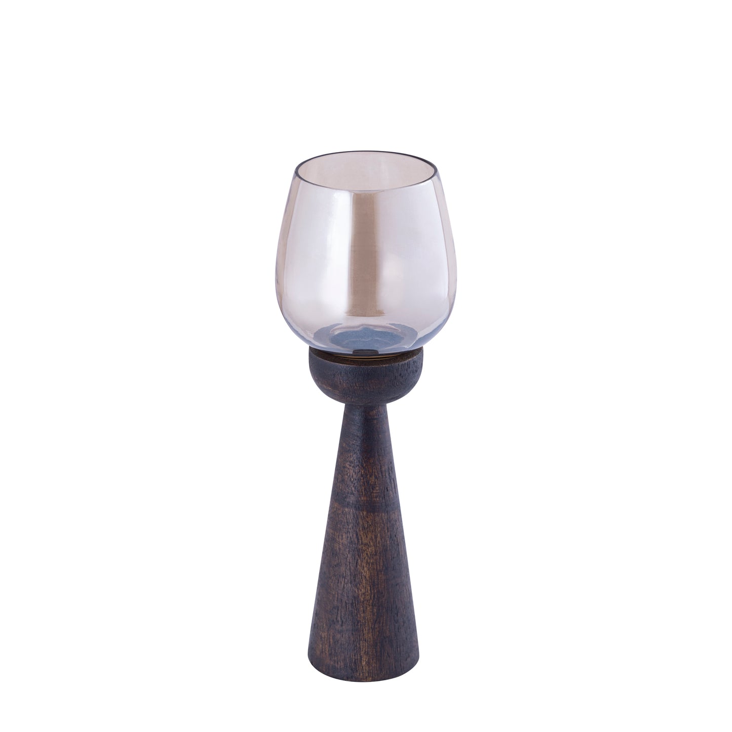 Qez Brown Mango Wood Stormlight Luster Glass L