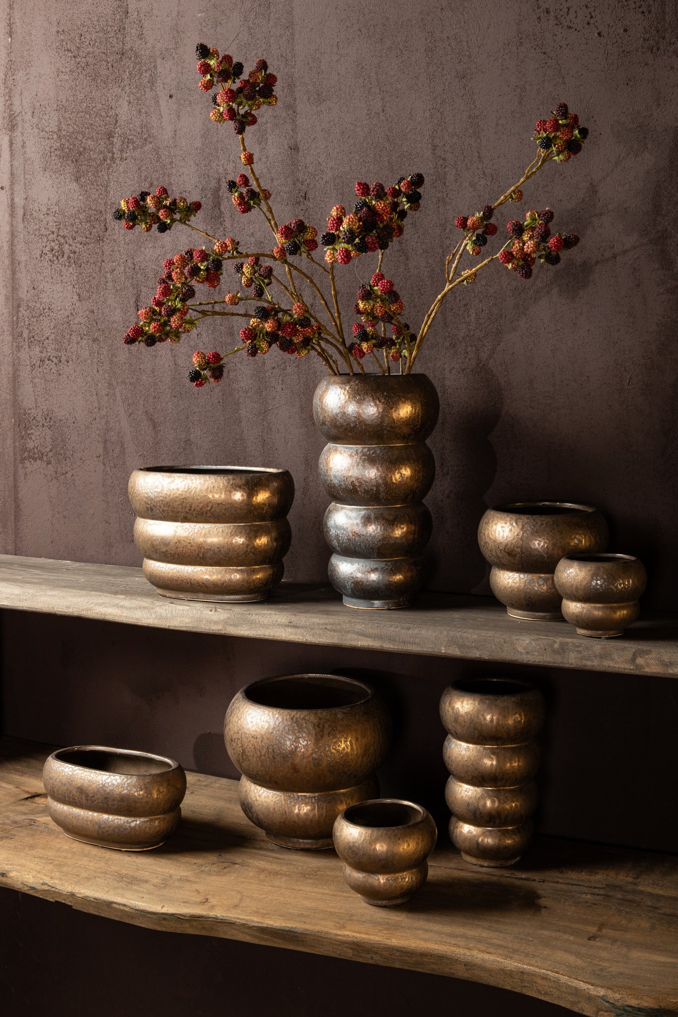 Anashe Bronze Ceramic Pot Layers Oval L