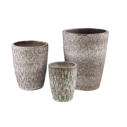 Ayli Brown Glazed Ceramic Pot High Round SV3