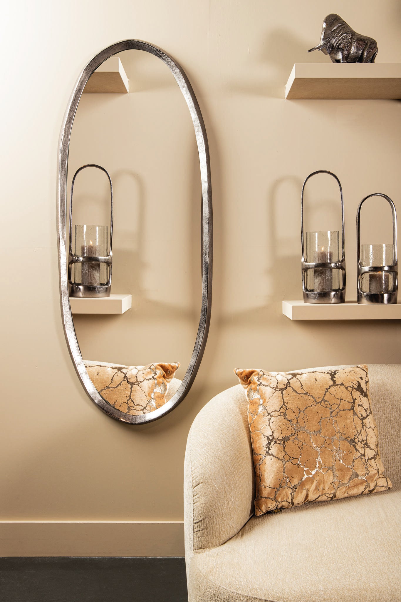Limera Nickel Alu Oval Mirror Irregular Border M