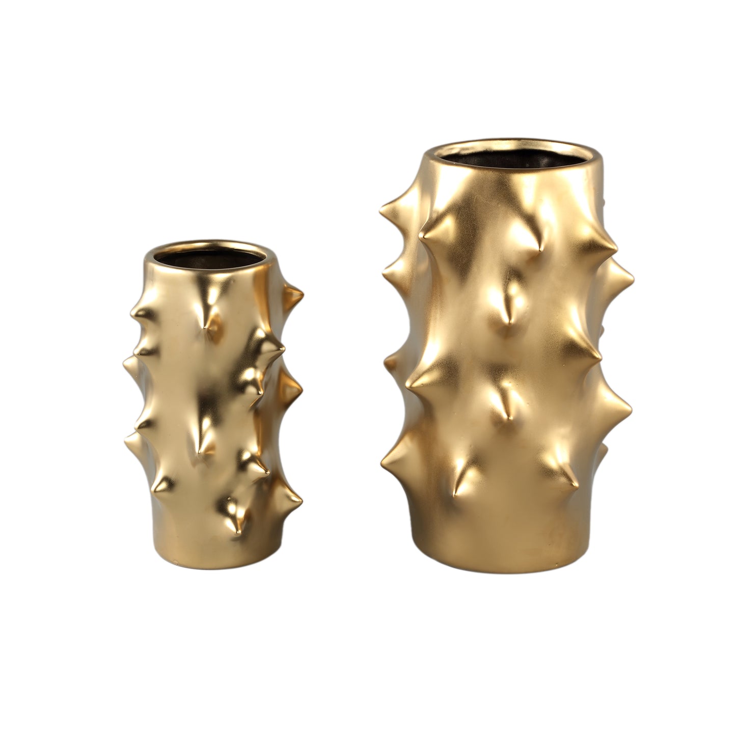 Oswaldo Gold Round Shaped Ceramic Pot Bulges Low