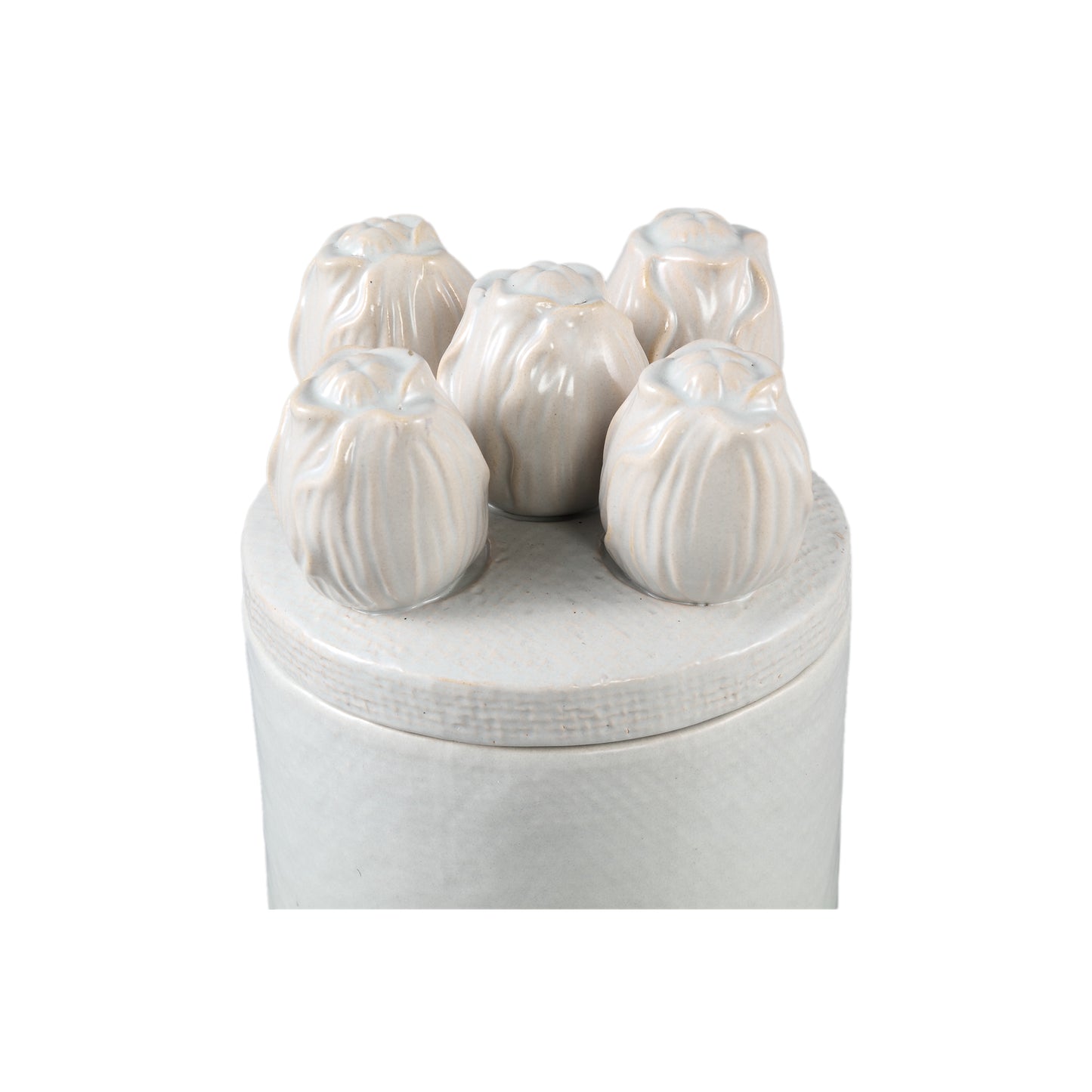 Krystine Cream Round Ceramic Pot With Tulips Top