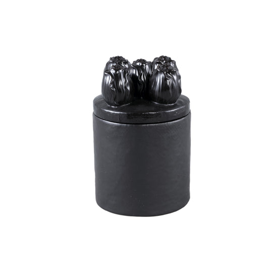 Krystine Black Round Ceramic Pot With Tulips Top