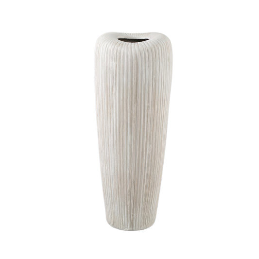 Zinet Cream Round Ceramic Pot With Lines L