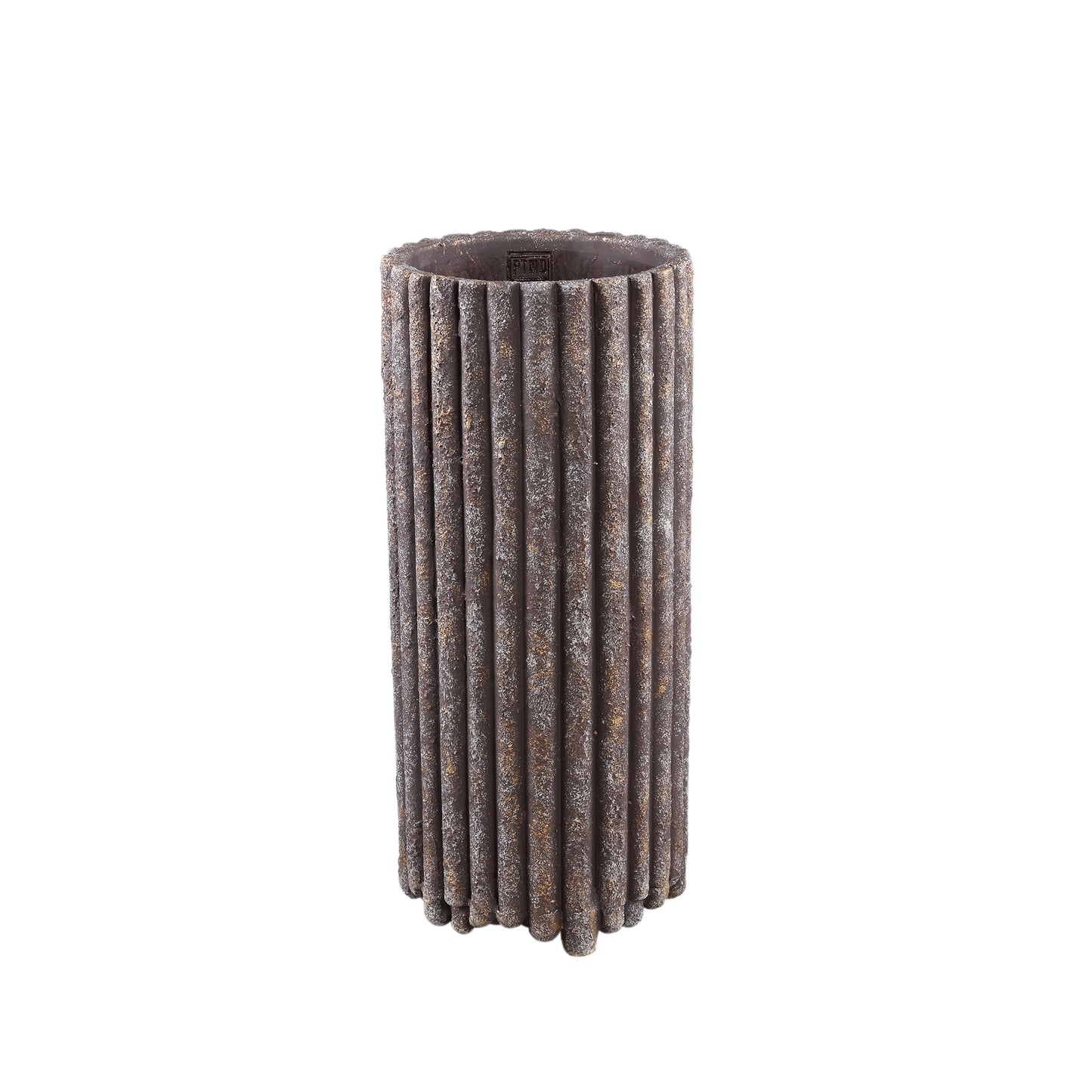 Morganne Brown Round Cement Pot Ribbed High M