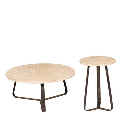 Micka Black Travertine Coffeetable Round Medium