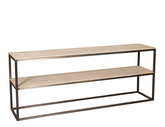 Zoah Black Travertine Double Level Sidetable